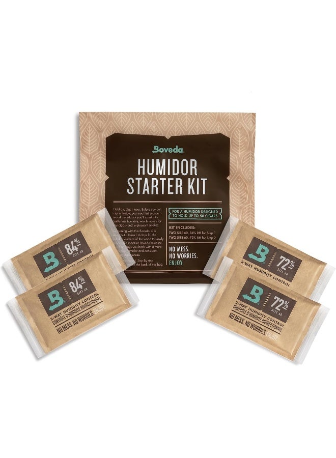 Boveda مجموعة أدوات بدء تشغيل صندوق التبغ: صندوق خشبي لتتبيل التبغ مع التحكم في الرطوبة ثنائي الاتجاه | يتضمن (2) من كل حجم 60 بافيدا 84% رطوبة و 72% رطوبة | 1-عدد - Image 1